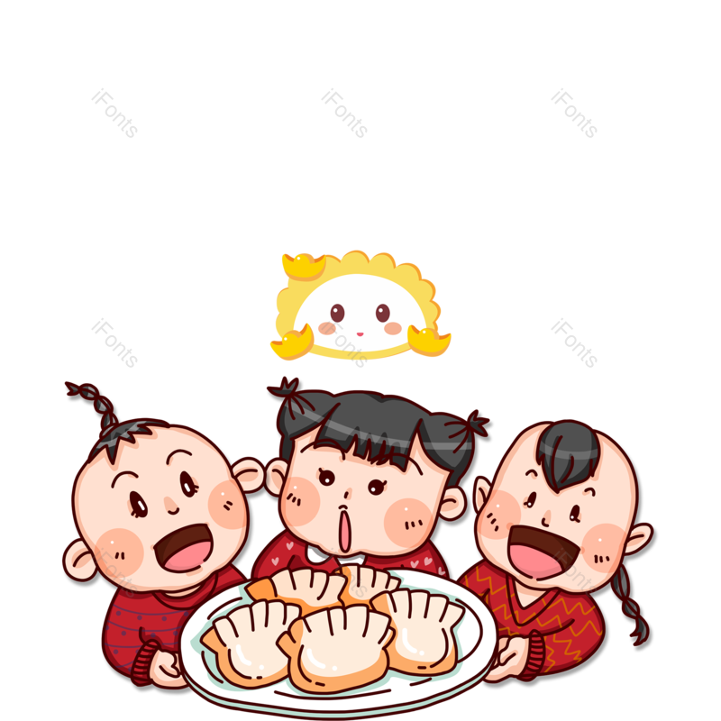 春节图片,饺子元素,儿童PNG,元旦免抠素材